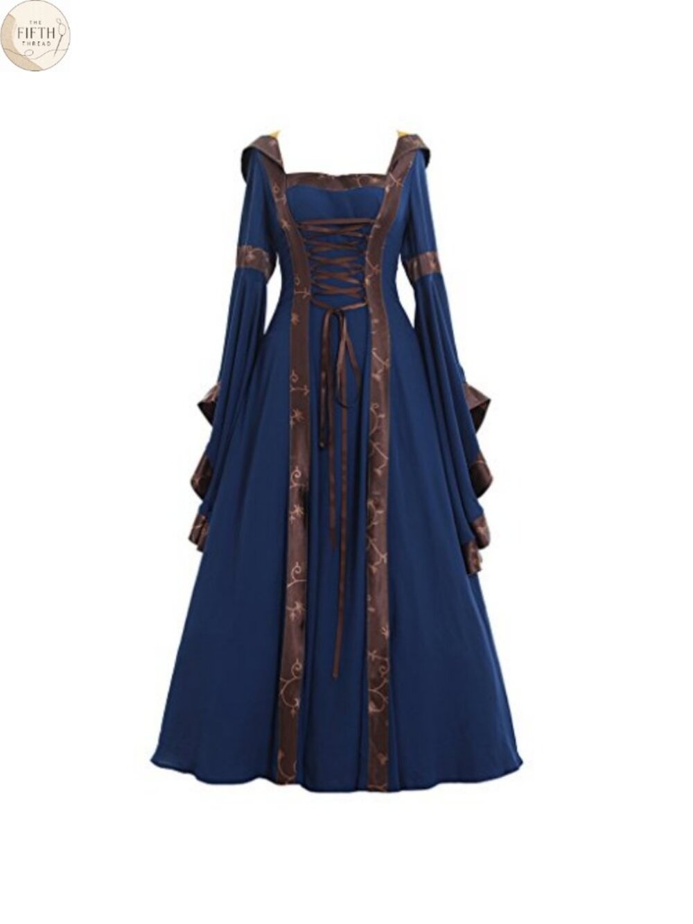 Gothic Victorian Hooded Dress Trumpet Sleeves Cosplay Gown